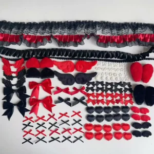 Black and red lace handmade DIY material bag, bar holder decoration pain bag, valley beauty material bag accessories card sleeve