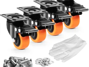 SucceBuy 2/3/4/5/6-inch Swivel Plate Casters Set of 4 with Security Dual Locking PVC Caster Wheels for Cart Furniture Workbench