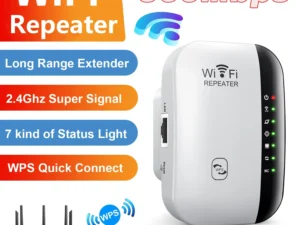 Wireless WiFi Repeater 300Mbps WiFi Extender Amplifier Booster Router 802.11N WPS Long Range 7 Status Light WiFi Repeater for PC
