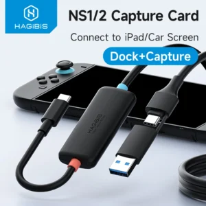 Hagibis USB3.0 Video Capture Card Portable TV Dock with 100W PD for Switch 1/2 to iPad Car Cable Gaming Live Streaming Recorder