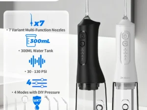 Dr.Yadent YD06 Cordless Oral Irrigator WaterFlosser 300ML Portable Water Jet USB-C Fast Charge 7 Nozzles 4 Modes IPX7 Waterproof