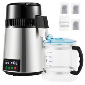 SucceBuy 4L Water Distiller Purifier Filter 1 L/H Distilling Speed Dispenser Drinking Bottle Softener Touch Screen Home Use