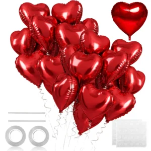 5-30PCS 18 Inches Large Foil Red Heart Shaped Balloons for Valentine's Day Wedding Shower Anniversary Engagement Decoration