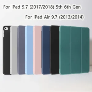 for iPad 6th / 5th Generation 9.7 inch Case (2018/2017), iPad Air 2 & 1 (2014/2013) Case, Flip Smart Cover Soft Silicone Shell