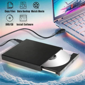 External CD DVD Drive, Slim Portable External CD-RW Drive DVD-RW Burner Writer Player for Laptop Notebook PC Desktop Computer