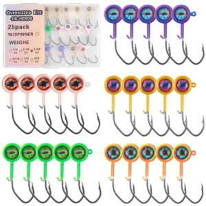 25pcs/50pcs Crappie Jig Heads Fishing Jig Hooks with 3D Eyes Swimbait 1/32 1/16 1/8OZ Fishing Jigs Heads for Trout Bass Fishing