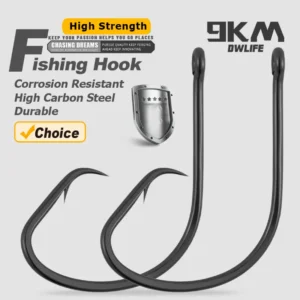 9KM Inline Circle Hook Offset Fishing Hook Saltwater Catfish Hook 25~100Pcs For Rigging Live and Chunk Baits Lure Fishing