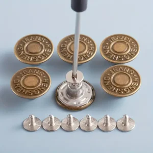 10PCS Adjustable No-Sew Bronze Jeans Buttons - Durable Metal Denim Clothes Snap Fasteners for Pants & Accessories
