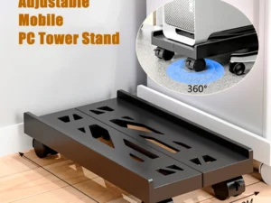 Adjustable Mobile PC Tower Stand with Wheels under Desk CPU Holder Adjustable Stable Mobile Computer Host Stand for Home Office