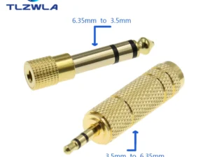 1PCS Gold 6.3mm 1/4" Male Plug to 3.5MM 1/8" Female Jack Stereo Headphone Audio Adapter Home Connectors Adapter Microphone