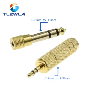 1PCS Gold 6.3mm 1/4" Male Plug to 3.5MM 1/8" Female Jack Stereo Headphone Audio Adapter Home Connectors Adapter Microphone