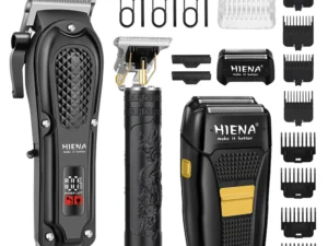 HIENA PRO 3-Piece Grooming Kit Professional Trimmer Rechargeable via USB for Men—Father's Day Gift Cordless Hair Clipper Set