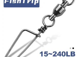 FishTrip Fishing Snap Swivels Ball Bearing Swivels with Stainless Steel Coastlock Snap Corrosion Resistant Black Nickel Coating