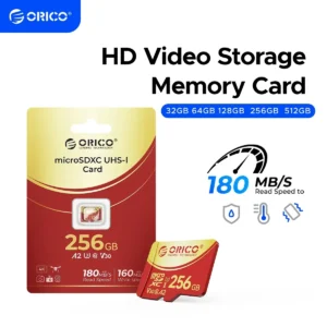 ORICO 64GB microSDXC UHS-I Memory Card, 180MB/s, 4K UHD Recoding, U3, Class10, V30, A1, Micro SD for Action Camera, Dash Cam
