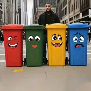 4 sheets/Set Cartoon Face Stickers,Self-Adhesive, Plastic Surface Compatible,Home Decoration Suitable for Trash Can, oilet Decor