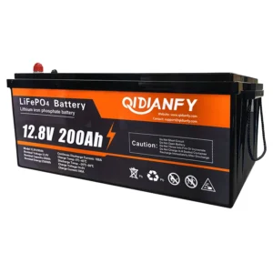 Qidianfy 12V 200Ah LiFePO4 Battery 2560Wh Capacity with 100A BMS for Solar Off-grid System Fishing Backup Power Camping RV