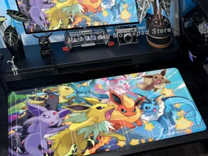 Game Card Pad Gaming Carpet Anime Keyboard Pad Pokemon Eevee Mousepad Gamer Mouse Pads Laptop Extended Desk Mat PC Cabinet Rug