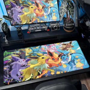 Game Card Pad Gaming Carpet Anime Keyboard Pad Pokemon Eevee Mousepad Gamer Mouse Pads Laptop Extended Desk Mat PC Cabinet Rug