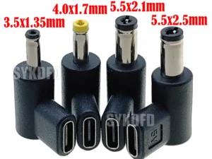 DC Power Connector Universal 5V TypeC to DC 3.5x1.35mm/4.0x1.7mm/ 5.5x2.1mm/5.5x2.5mm Male Jack Plug Charge Adapter Converter