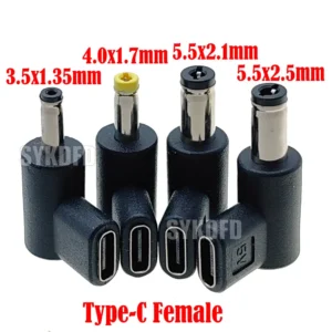 DC Power Connector Universal 5V TypeC to DC 3.5x1.35mm/4.0x1.7mm/ 5.5x2.1mm/5.5x2.5mm Male Jack Plug Charge Adapter Converter