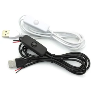 1.5M USB Connector Cable Extension 2 Pin Power Supply Wire On/Off Switch Electrical 5V Wire Black/White For LED Lighting DIY