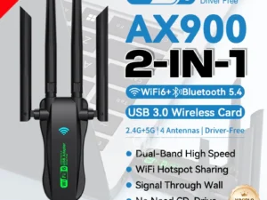 WiFi 6 AX900 Bluetooth 5.4 WiFi USB Adapter Wireless Network Card 2.4G&5GHz Wi-Fi Antenna USB For PC/Laptop Win10/11 Driver Free