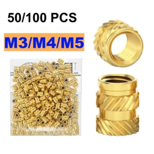 Heat Embedment Inserting Nuts M3 M4 M5 Threaded Knurled Brass Hot Melt Screw Nut For 3D Printer Voron 2.4 And Others