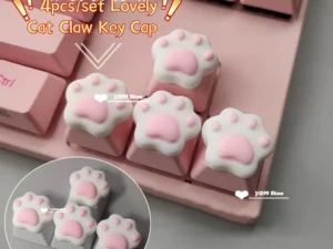 4pcs/set Lovely Cat Claw Key Cap Personality Cat Paw Keycaps for Mechanical Keyboard R4 Arrow Keys Pink Cute DIY Keycaps
