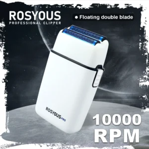 ROSYOUS RS620 Double Foil Blue Hypoallergenic Knife Net 10000RPM USB Cordless Professional Barber Shaver Hair Cutting Machiner
