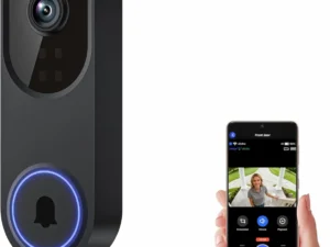 Wireless Wi-Fi Video Doorbell Camera with Two-Way Audio, AI Motion Detection, Night Vision, Cloud Storage, 2.4G Wi-Fi (Black)