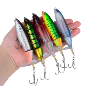 1PCS Whopper Fishing Topwater Popper Fishing Lure Artificial Hard Bait Soft Rotating Tail Fishing Tackle Fishing Bait