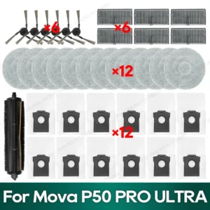 Compatible for Mova P50 Pro Ultra, Mova P10 Pro Ultra / P10 Pro Ultra Gen 2 Accessories Tricut Brush Filter Mop Cloth Dust Bag
