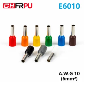 100pcs E6010 Insulated Ferrules Terminal Block Cord End Wire Connector Electrical Crimp Terminator Wire For 6mm2, 10 AWG