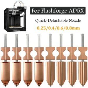 For FlashForge Ad5x Nozzle HTR 550°C Hardened 0.25 0.4 0.6 0.8 32mm³/s High Flow Ad5x Accessories Quick-Detachable Ad5x Hotend