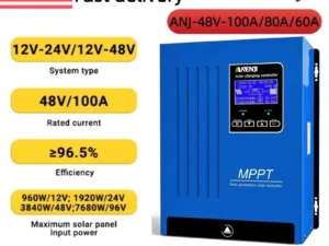 ANENJI 100A 80A 60A MPPT Solar Charging Controller Solar Panel Discharge Controller LCD Display 12V 24V 48V 96V Max PV 150VDC