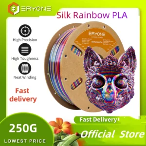 ERYONE 250G PLA Silk Twist Rainbow Premium Shiny Filament 3D Print,Multicolor,250g pla silk twist rainbow filament,250G/Spool