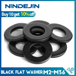 1/100pcs Black Flat Washer M2 M2.5 M3 M4 M5 M6 M8 M10 M12 M14 M16 M18 M20 M22 M27 M30 M33 M36 Carbon Steel Plain Washers Gaskets