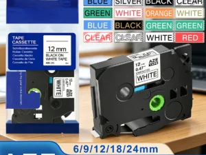 1Pcs TZ Tape Compatible for Brother Label Cartridge 9mm/12mm/18mm 211 221 231 251 Labeling Ribbon for P-Touch Series Label Maker