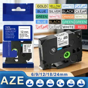 1Pcs TZ Tape Compatible for Brother Label Cartridge 9mm/12mm/18mm 211 221 231 251 Labeling Ribbon for P-Touch Series Label Maker