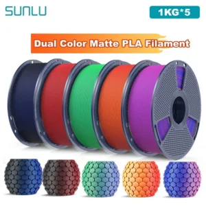 SUNLU 5KG Dual Color Matte PLA Filament 1.75mm 1kg Spool (2.2lbs) Matte 3D Printer PLA Filament Fit Most FDM Printer