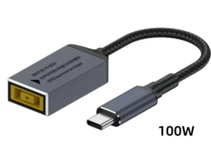 PD100W Square Jack to USB Type-C Converter Charging Cable Compatible with Lenovo Power Adapter for Laptops Mobile Phones Tablets