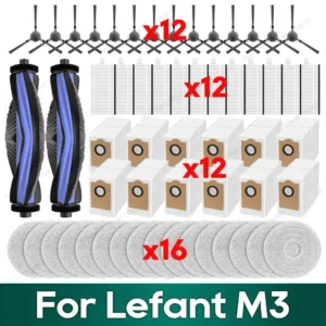 Compatible for Lefant M3 / M3 MAX / M3L Accessories Main Brush Filter Mop Cloth Dust Bag Replacement Parts
