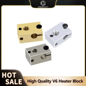 High Quality V6 Heater Block Plated Copper Brass PT100 3D Printer Parts Heat Block For Upgrade E3D V6 Hotend DDB Titan Extruder