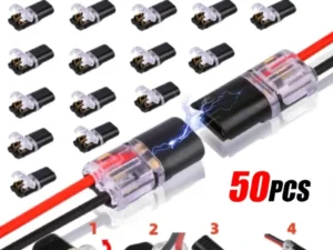 50/1pcs Double-Wire Plug-in Connector with Locking Buckle Pluggable LED Wire Connector 2 Pin 2 Way Universal Compact Wire