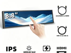 LESOWN 8.8/12.6 Inch Touch Ultra Wide Bar Monitor 1920x480 IPS Stretched LCD Display Portable Long Secondary Screen for Windows