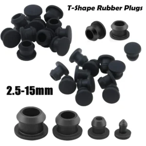 5~20Pcs Black Conical Snap-on Silicone Rubber T Type Plug 2.5-15mm Blanking End Caps Tube Inserts Bung Proof High Temperature
