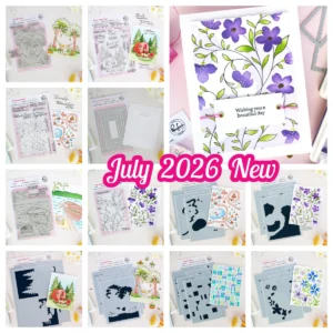 Pink Fresh Wildflower Notes Dotted Nested Deckled Rectangle Meadow Dies Stamp Stencil for DIY Handmade Scrapbook July 2026 New