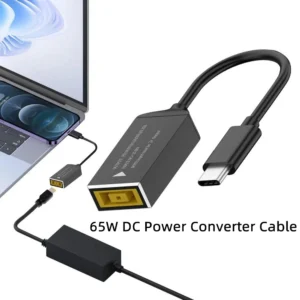 65W USB C Fast Charging Cable for Lenovo Laptop Charger DC Jack Square Plug To Type-C PD Adapter Converter for Tablet Notebook