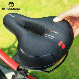 Hollow Breathable Bicycle Saddle Men Women MTB Road Bike Saddle Shock Absorbing Comfortable Big Butt Bike Seat Safety Warning