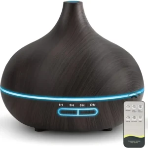 Diffuser For Home Wood Grain Aroma Diffuser with Remote Control Timer 6 Oil Set - 550ml Cool Mist Humidifier for Large Room